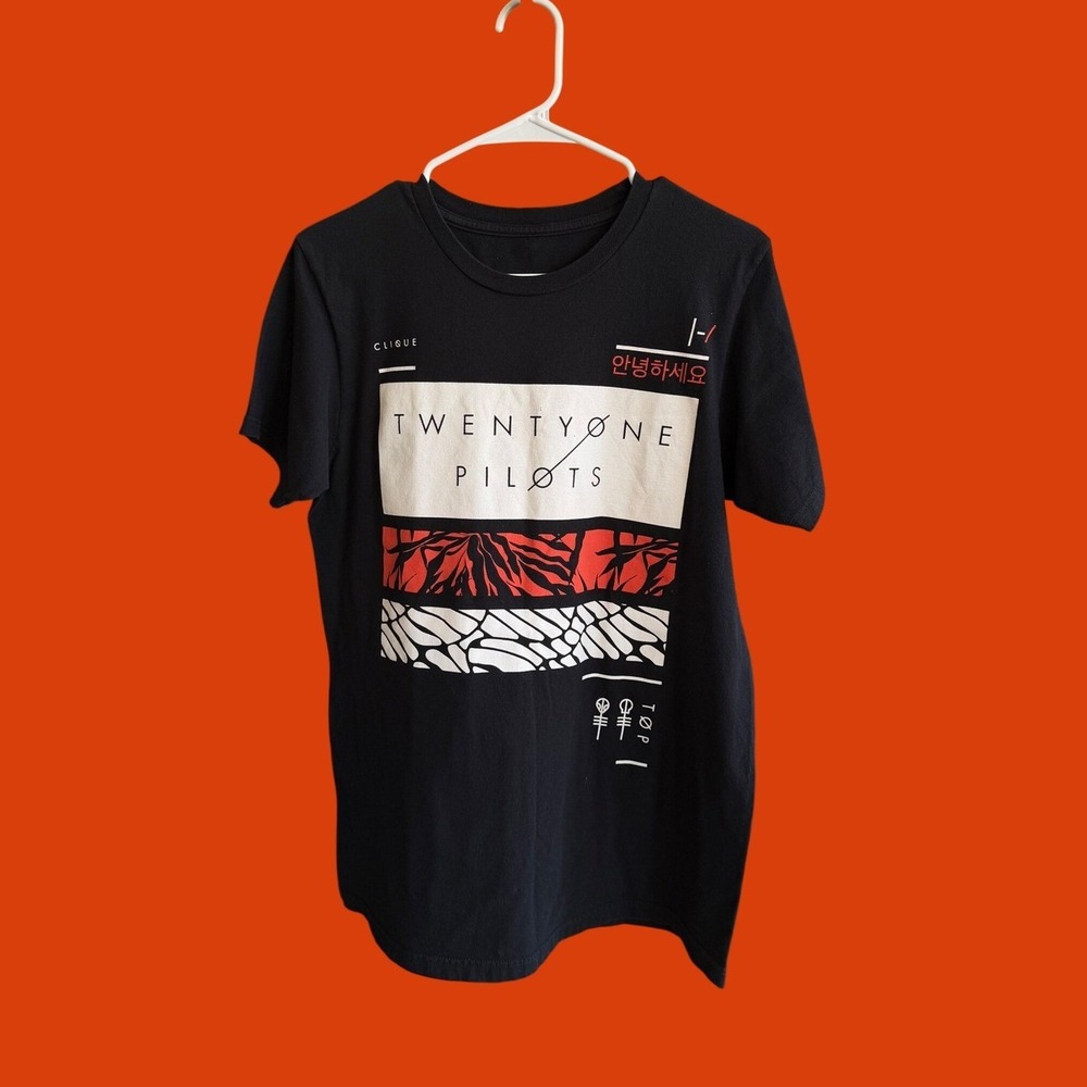 Twenty One Pilots Clique Band Tee Black Graphic T-Shirt Small Blurryface Era